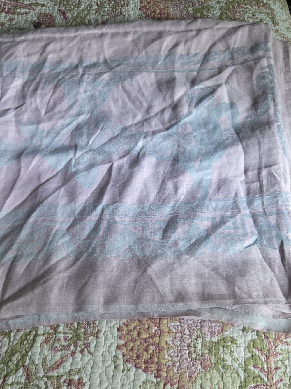 Vintage MCM Greek Cherub Tablecloth